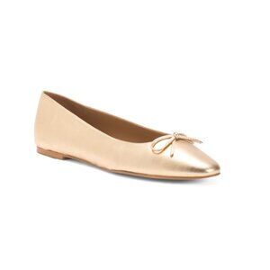 FLATTERED Gold Made In Spain Leather Bodil Bow Ballet Flats